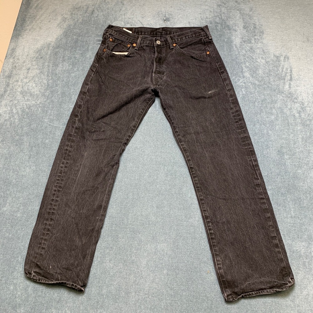 Levi's 501 Jeans Mens 32x30 Black Denim High Rise Red Tab Americana Straight Leg